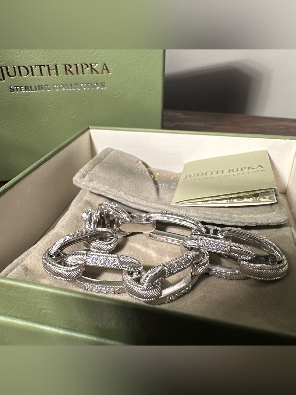 Judith Ripka Silver-Tone Pave Rope Link Bracelet